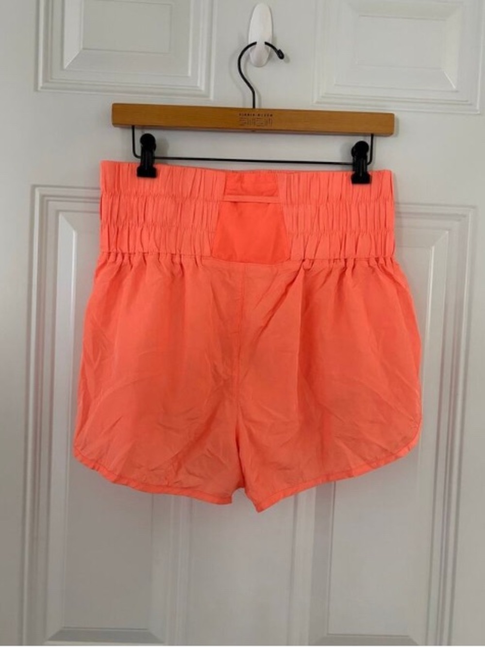 High-Rise Coral Athletic Shorts with Wide Elastic Waistband